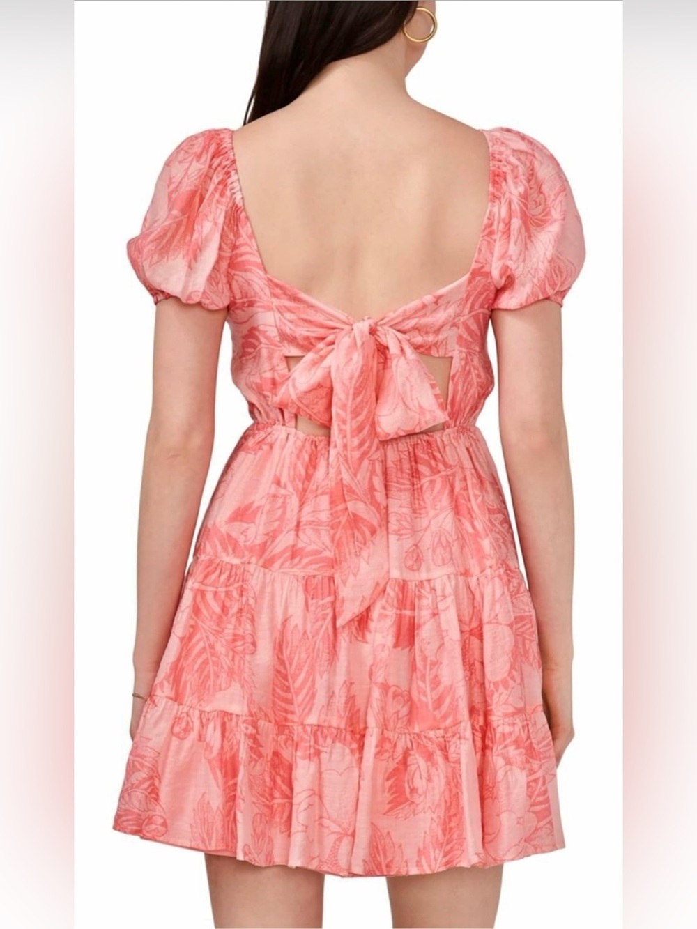 1.State Women's Floral Puff-Sleeve Fit & Flare Dress - Picture 2 of 6